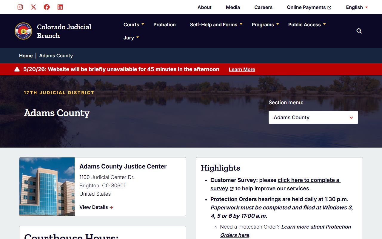 Adams County Justice Center court records