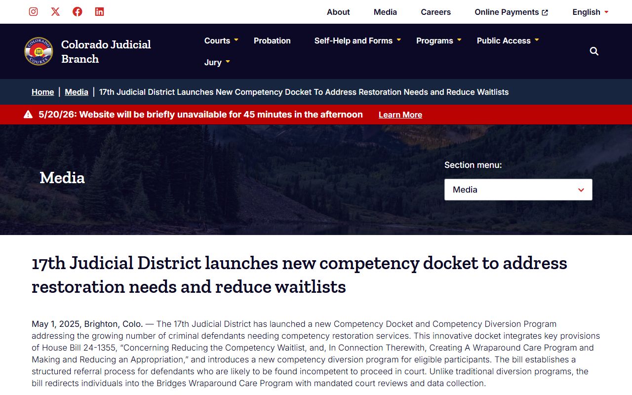 Adams County competency docket court records announcement