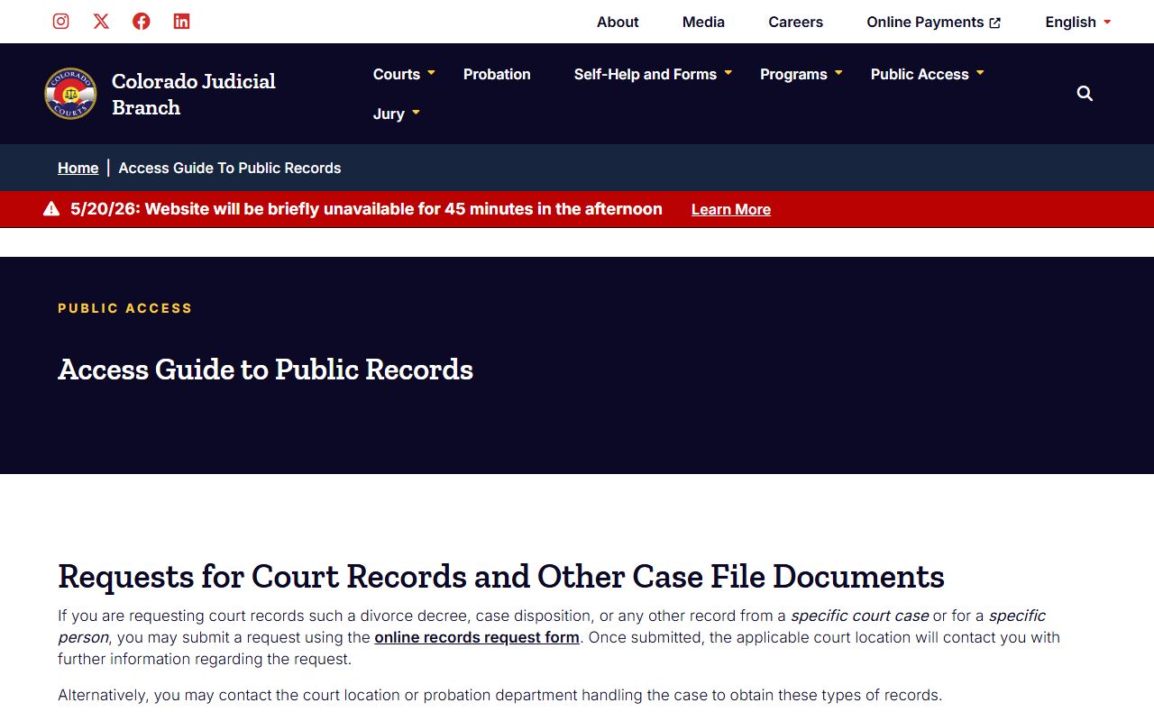 Adams County public access laws court records guide