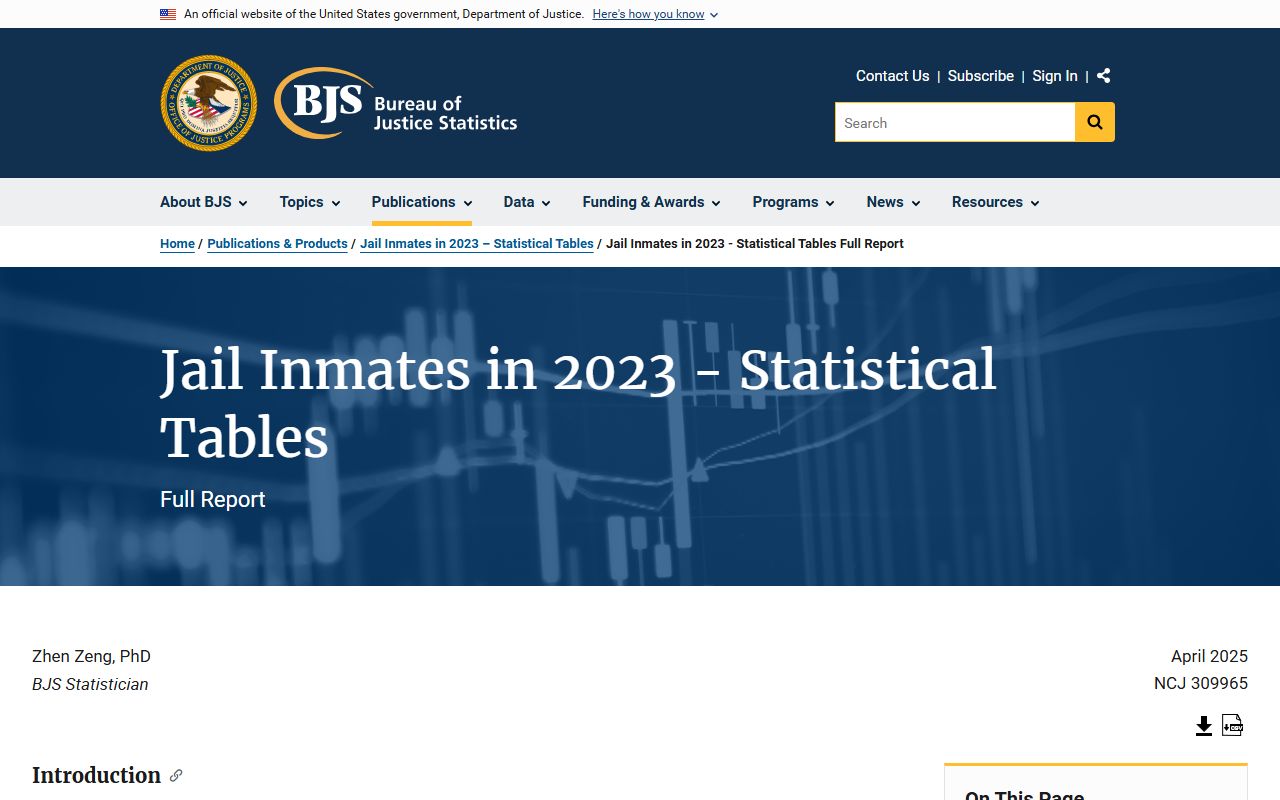 BJS Jail Inmates 2023 web report screenshot