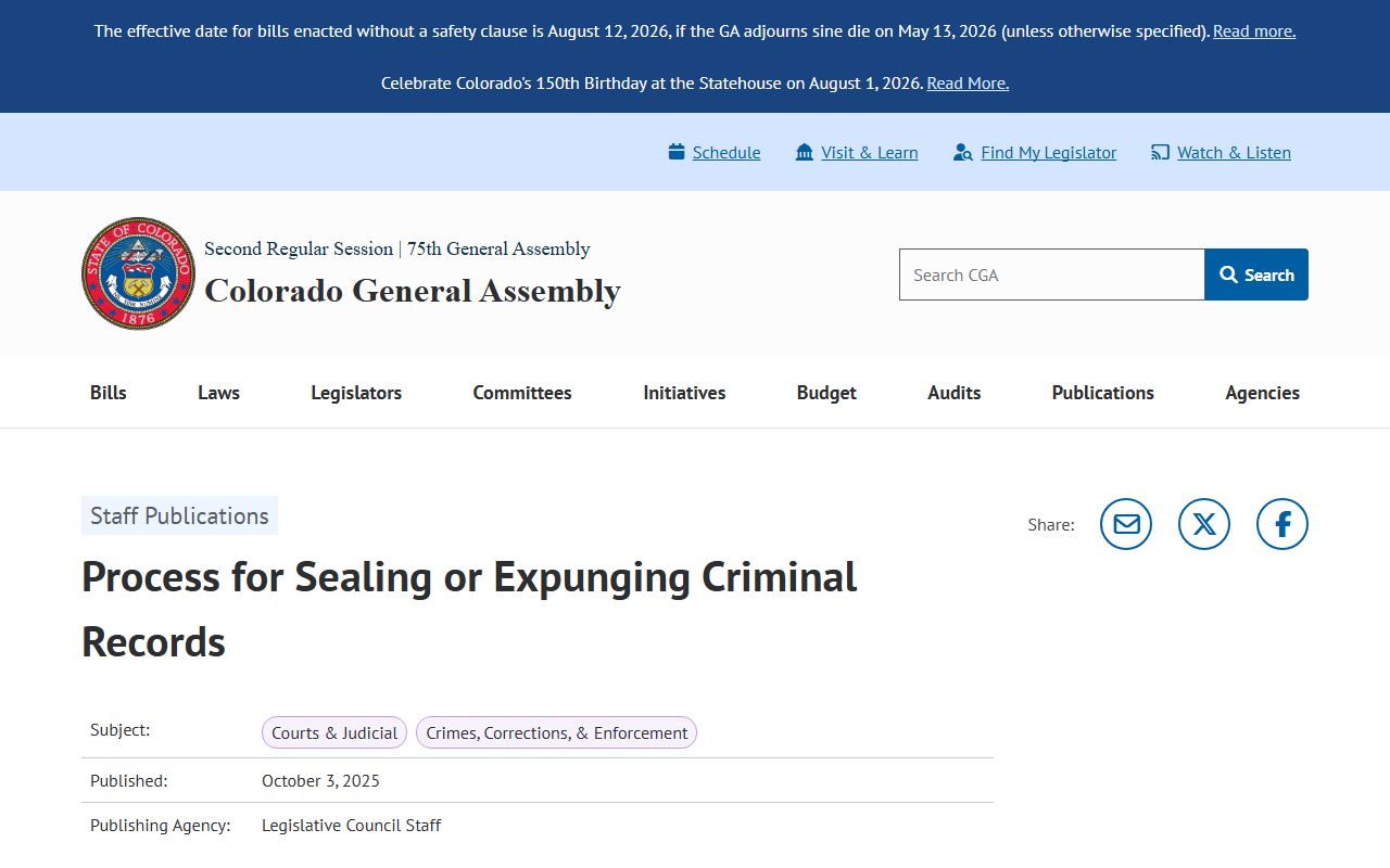 Adams County criminal records sealing and expunging memo